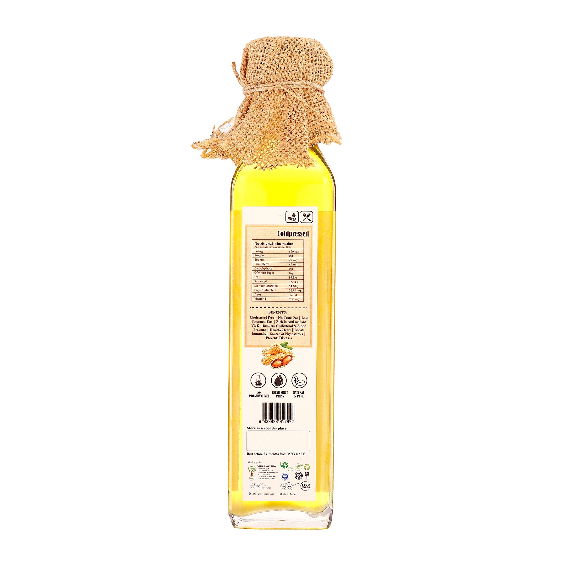 Pure & Natural Cold Pressed Groundnut Oil (250ml)